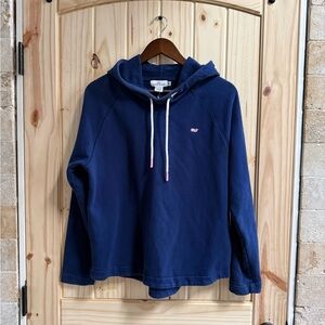 Vineyard Vines navy blue hoodie with the brand's signature pink whale logo